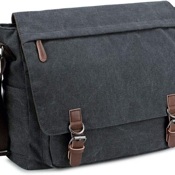 Messenger Bag for Men Retro Canvas Satchel casual Briefcases Laptop Bag fit 13.